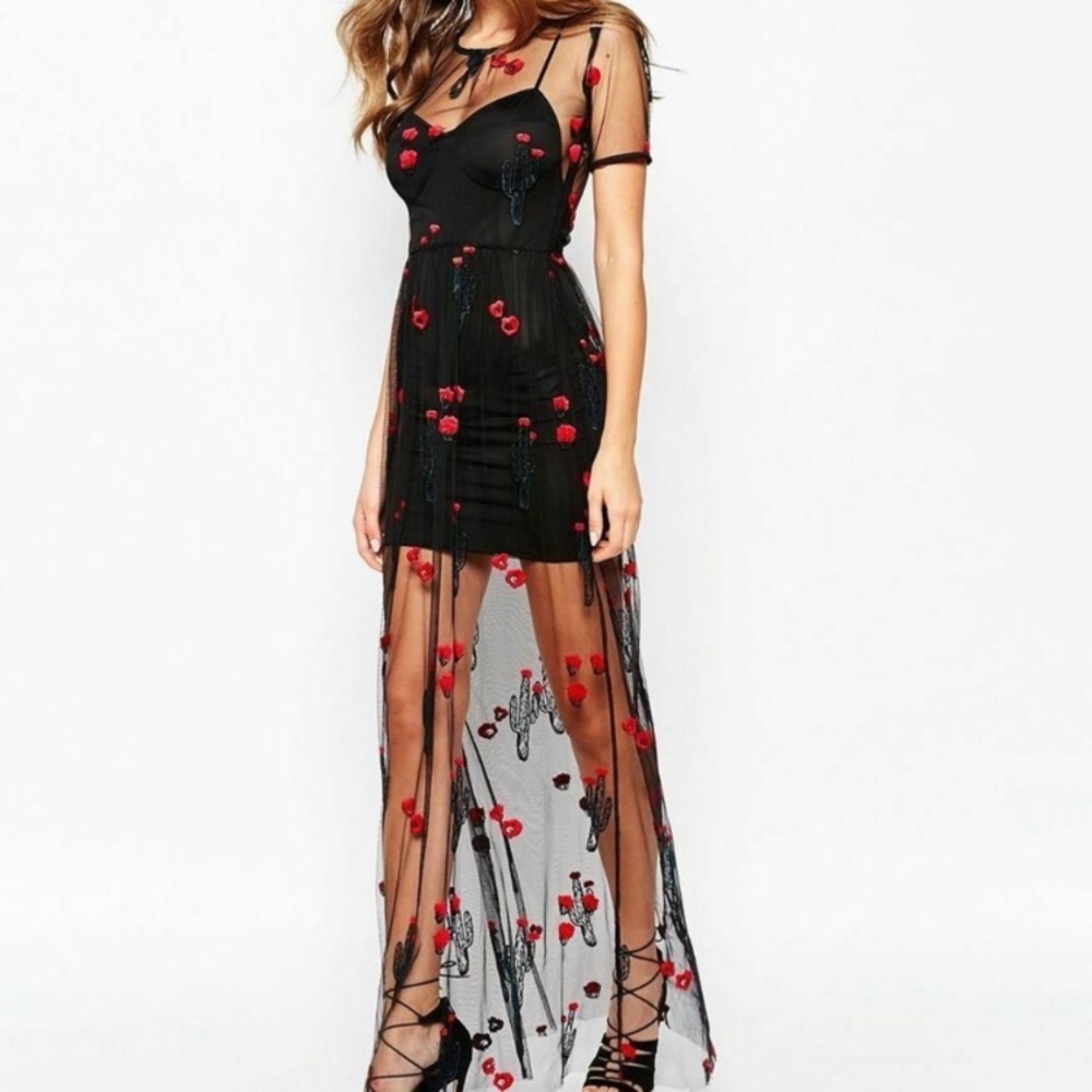 For Love & Lemons Desert Rose Cactus Maxi Dress